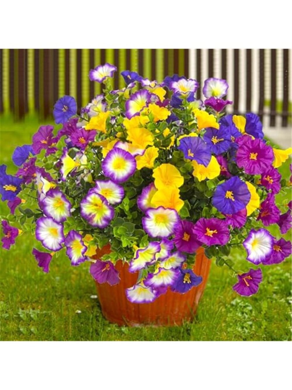 Fake Outdoor Flowers UV Resistant Faux Silk Morning Glory Spring Porch Decor 12